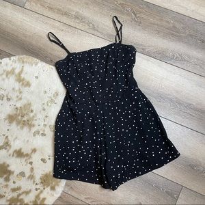 Star print black and white romper